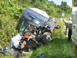 Tractor-trailer flips near I-79, I-68 interchange